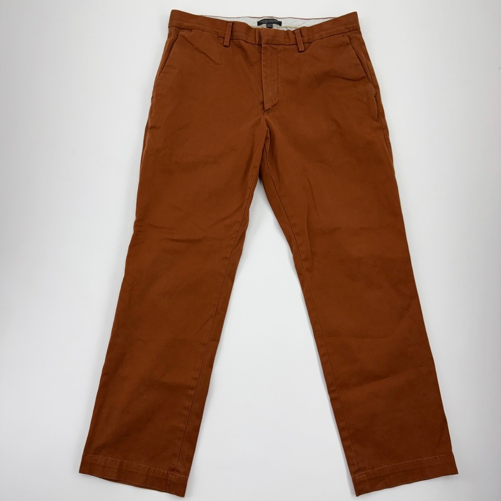 Banana Republic Emerson Straight Fit Rapid Movement Chinos Rust Brown 32x30 Mens